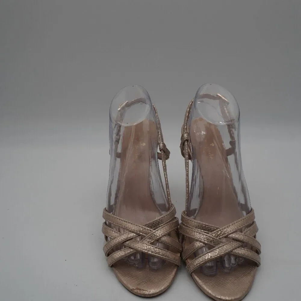 Kate Spade Metallic Gold Sexy Strappy Open Toe Stilettos Size 9M